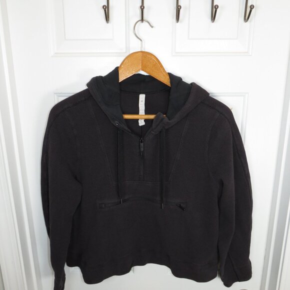 Lululemon Textured Half Zip Hoodie Women's Size 8 in Black *Read* - Picture 7 of 8
